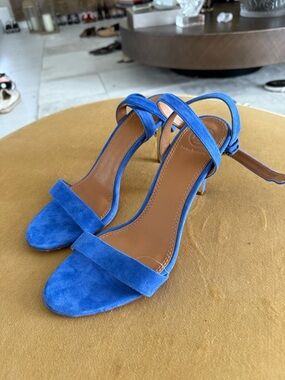 Tory Burch Cobalt Blue Suede Ankle-Strap Heels
